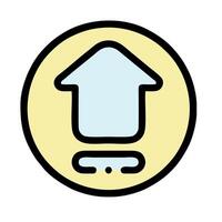A flat icon of a house with an arrow pointing up vector