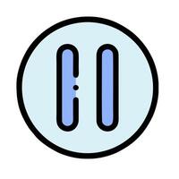 A blue and white icon of a button with two lines vector