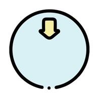 A blue circle with an arrow pointing down vector