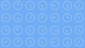 Royal blue color multiple moving clocks shows that time is not constant time always moves forward, futuristic loop able background video
