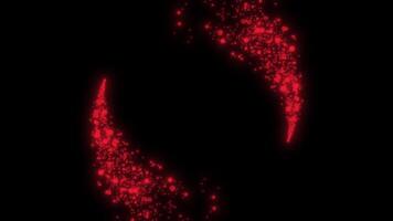Red color glowing and shiny particles for intro on black background video