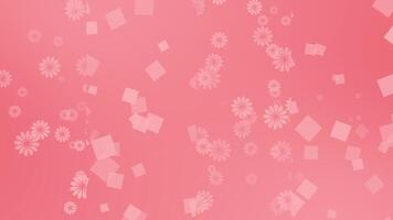 red color slowly moving elegant and simple flowers with square shapes geometrical background, floral pattern modern background video