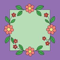 A square frame with flowers on it vector