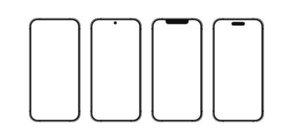 Mobile phone devices blank display mockup set. Different style smartphone cellphone collection for social media advertisement vector