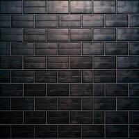 A black and white photo of a wall with a black tile