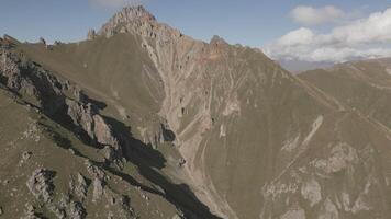 sharp mountains panorama and mountains range view top aerial view video
