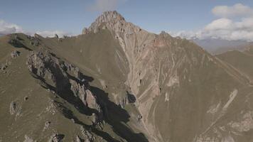 sharp mountains panorama and mountains range view top aerial view video