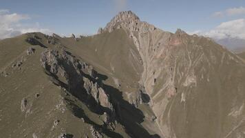 sharp mountains panorama and mountains range view top aerial view video