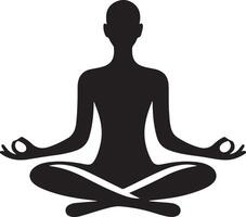 Meditating Man Figure in Elegant Silhouette Form vector