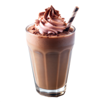 Chocolate milkshake with whipped cream and a straw png
