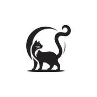 a black cat is standing on a white background vector