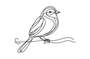 a line drawing of a bird sitting on a branch vector
