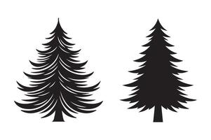 two black and white trees with different shapes vector