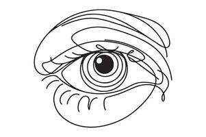 an eye drawn in one continuous line vector