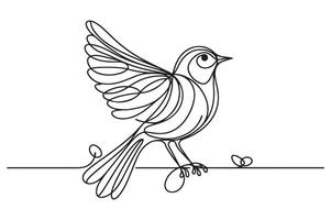 continuous line drawing of a bird on a branch vector