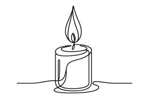 continuous line drawing of a candle with a flame vector
