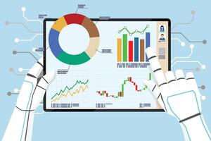 Working together with AI Artificial Intelligence, human cooperate with machine or robot, AI help or support coworker, assistance or partnership concept vector