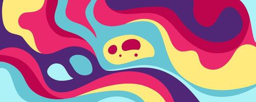 Psychedelic Liquid wave Banner landscape colorful bright background with copy space for text, for banner, greeting card, poster and advertising vector