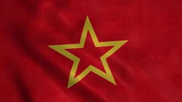 Red Army flag blowing in the wind. Realistic flag background. 3d illustration photo