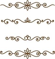 Set of decorative scroll border elements illustration vector