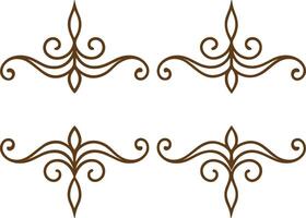 Four decorative swirls in brown on a white background vector