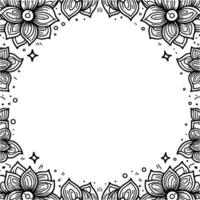 a black and white floral design with a circle in the middle vector