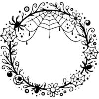 a black and white drawing of a spider web and spider web vector