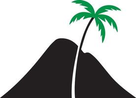 A black solid color mountain with tree image designed for various companies. The design is clean, visually striking, and captivating, making it ideal for logos, posters, t-shirts, and more vector