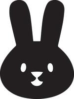 A solid black coloured rabbit head designed for various companies. The design is clean, striking, and beautiful, making it ideal for logos, posters, t-shirts, and other graphic projects vector