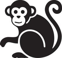 A black colored monkey icon designed for various companies. The design is clean, striking, and beautiful, making it ideal for logos, posters, t-shirts, and other graphic projects vector