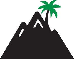 A black color mountain with tree icon designed for various companies. The design is clean, visually striking, and captivating, making it ideal for logos, posters, t-shirts, and other graphic projects vector