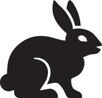 An adorable solid black rabbit icon designed for various companies. The design is clean, striking, and beautiful, making it ideal for logos, posters, t-shirts, and other graphic projects vector