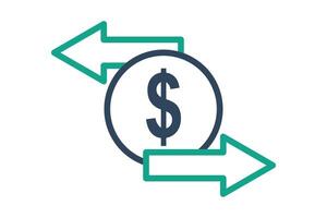Transfer icon. line icon style. money with arrow. icon related to bill and payment. business elements illustration vector