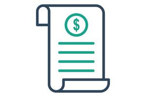 Receipt icon. line icon style. paper with dollar. icon related to bill and payment. business elements illustration vector