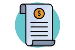 Receipt colored outline icon. paper with dollar. icon related to bill and payment. business elements illustration vector