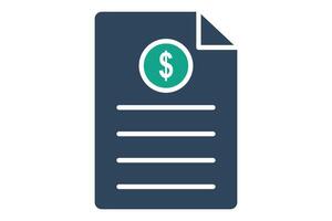 Invoice icon. solid icon style. paper with dollar. icon related to bill and payment. business elements illustration vector