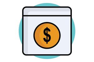 Payment colored outline icon. dollar sign with circle. icon related to bill and payment. business elements illustration vector