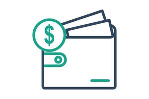 Finance icon. line icon style. wallet with dollar. icon related to bill and payment. business elements illustration vector