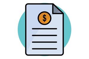 Invoice colored outline icon. paper with dollar. icon related to bill and payment. business elements illustration vector