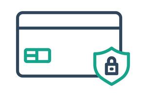 Secure payment icon. line icon style. credit card with shield. icon related to bill and payment. business elements illustration vector