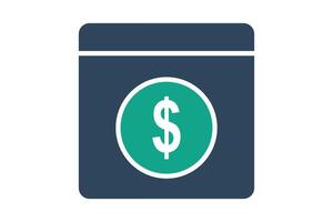 Payment icon. solid icon style. dollar sign with circle. icon related to bill and payment. business elements illustration vector