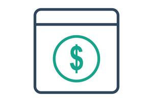Payment icon. line icon style. dollar sign with circle. icon related to bill and payment. business elements illustration vector
