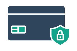 Secure payment icon. solid icon style. credit card with shield. icon related to bill and payment. business elements illustration vector