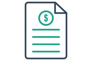 Invoice icon. line icon style. paper with dollar. icon related to bill and payment. business elements illustration vector