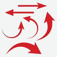 Red Arrow Icons Set, Straight, Curved, and Diagonal Arrows for Design Elements vector