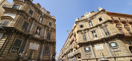 The Quattro Canti, or Piazza Villena, or Octagon of the Sun, or Teatro del Sole, is the name of an octagonal square at the intersection of the two main roads of Palermo Via Maqueda and the Cassaro photo