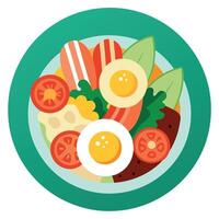 Cobb salad with boiled eggs and bacon vector