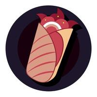 Beef Bacon wrap on dark background vector