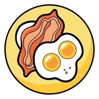Fried eggs with bacon hand drawn vector