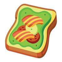 Avocado Toast with Crispy Bacon vector